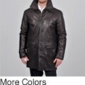 Tibor Design Men's Big & Tall 3/4-length Double Collar Leather Coat