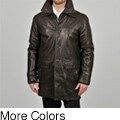 Tibor Design Men's 3/4-length Double Collar Leather Coat