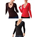 Illusion Cotton Long-Sleeve V-Neck T-Shirt