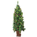 6 Ft Pre-Lit Potted Tree with Glitter Berry and Pinecones
