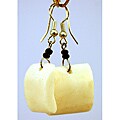 Handcarved Goldtone Camel Bone Earrings (Kenya)