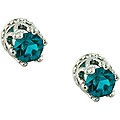 Sterling Silver Turquoise Cubic Zirconia Stud Earrings