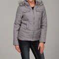 Dollhouse Women's Silver Faux Fur Hooded Jacket