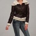 Dollhouse Women's Brown Faux Snake Skin Faux Fur Belted Jacket