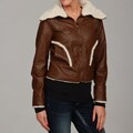 Dollhouse Women's Brown Faux Fur Sherpa Collar Jacket