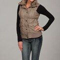 Dollhouse Women's Stone Detachable Faux Fur Collar Vest
