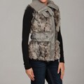 Dollhouse Women's Silver Faux Fur Knit Collar Vest