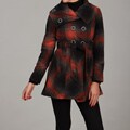 Dollhouse Women's Charcoal/ Orange Plaid Wool Coat