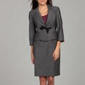 Nine West Women's Dark Grey Belted Skirt Suit