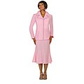 Divine Apparel Women's Plus Size Pink Metalic Jacquard Skirt Suit