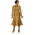 Divine Apparel Women's Bronze Three-piece Shantung Skirt Suit