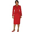 Divine Apparel Women's Red Mock Vest Shantung Skirt Suit