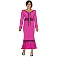 Divine ApparelWomen's Raspberry/ Black Removable Collar Skirt Suit