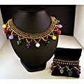Handmade Multicolored Stones and Brass Beads Necklace and Bracelet Set ...