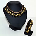 Handmade Onyx and Brass Beads Necklace and Bracelet Set (Thailand)