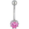 Pink cubic zirconia belly ring