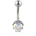 White cubic zirconia belly ring