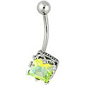 Green cubic zirconia belly ring