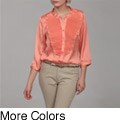 Piano Women's Satin Pleated 3/4-sleeve Top