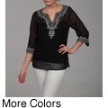 Piano Women's Embroidered 3/4-sleeve Top