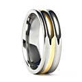 Men's Tungsten Carbide Gold-plated Triple Ridged Band (8 mm)
