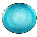ATHENA AQUA/SILVER PLATED ROUND PLATTER by ARDA GLASSWARE