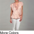 Piano Women's Ruffle Keyhole Design Top