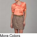 Piano Women's Bow Embellished Short Sleeve Top