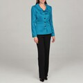Tahari Women's Paradise Blue Ruffle Pant Suit