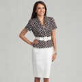 Tahari Women's Brown/ White Polka-dot Skirt Suit