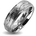 Stainless Steel Men's Weave and Dot Design Ring