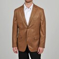 U&I Men's Camel Faux Leather Nap Finish Blazer