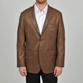 U&I Men's Beige Faux Leather Nap Finish Blazer