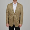 U&I Men's Cement Faux Leather Nap Finish Blazer
