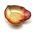 Canape Plates ( Set of 4) Palm Gold/Orange/Red by Arda Glassware