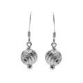 Sterling Silver Laser Ball Design Drop Dangle Earrings