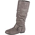 Elegant Women's Grey Baby 12 Flat Knee-high Boots