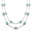 ELYA Designs Silvertone Aqua Crystal Double Strand Necklace
