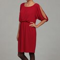 London Times Women's Red Matte Jersey Dress