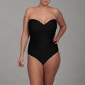 Snozo Women's Black Plus Size One-piece Swimsuit