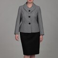John Meyer Women's Plus Size Black/ White 3-button Skirt Suit