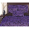 Thro Zebra Purple Microplush Reversible 3-Piece Comforter Set