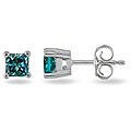 14k White Gold 1/4ct TDW Blue Diamond Solitaire Earrings
