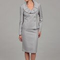 Evan Picone Women's Platinum Ruffle Collar Skirt Suit