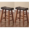 Saddle Walnut Brown 24-inch Bicast Leather Counter-height Bar Stools (Set of 2)