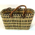 Straw and Leather Purple Weave Tote (Morocco)