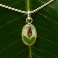Sterling Silver Miniature Rose Oval Necklace (Mexico)