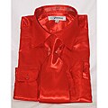 Ferrecci Men's Shinny Shirt with Tie and Hanky