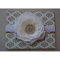 Hand-beaded Silver Pearl and White Rosette Headband
