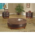 Brown Microfiber Top Cocktail Storage Ottoman